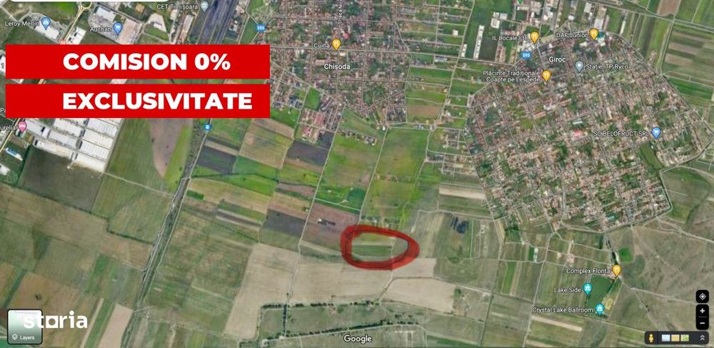 Teren extravilan 18.400 mp, 2 fronturi stradale, zona Chisoda