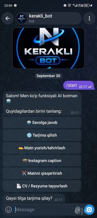 Tayyor Telegram AI bot