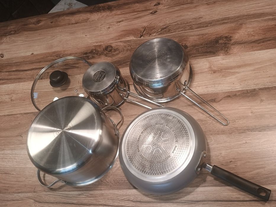 Set 4 oale ,Tigaie Tefal cu capac,oale mici cu mâner lung și oala 5 litri noua ,inox ,inducție