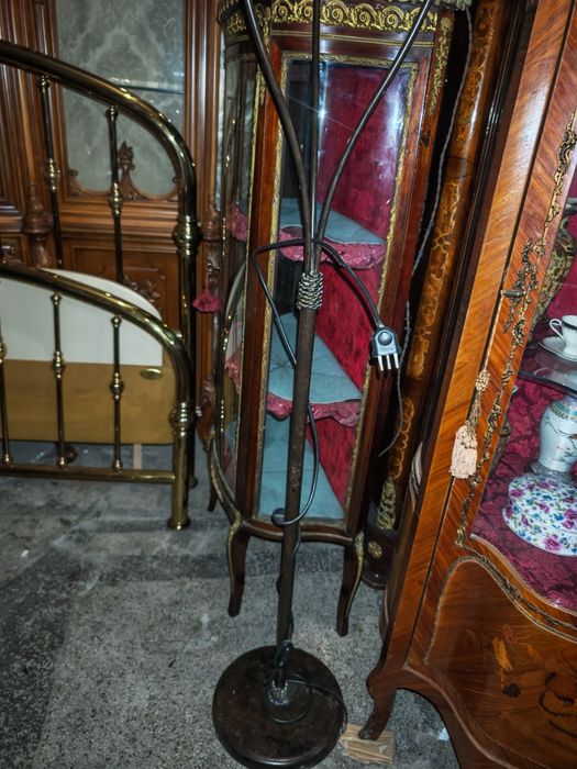 Антикварен лампион с бронзова плетеница три светлини 180см