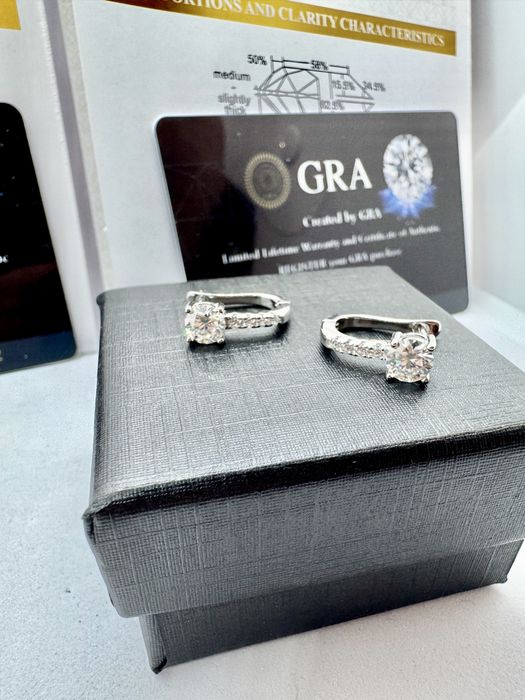 Сребърни обеци с мойсанит (Диамант) 0.5 карата