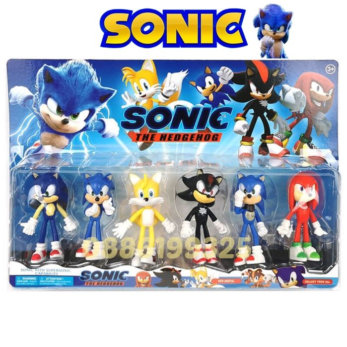 6 Броя Голям Комплект фигурки Соник Sonic Фигурки
