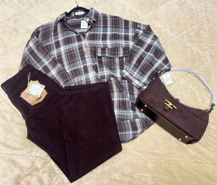 Коричневая рубашка в клетку