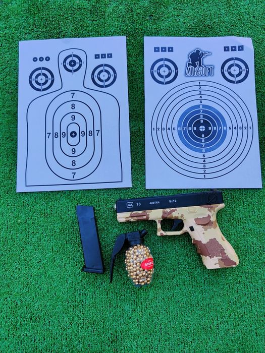 Pistol cu bile copii construcție solidă aluminiu și plastic abs , propulsie arc , manual / bile incluse 500buc
