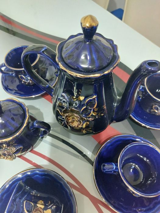 Vand set 6 persoane cafea cobalt albastru