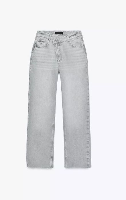 Дамски сиви дънки с кръстосана талия –прав модел - Зара , размер ХС