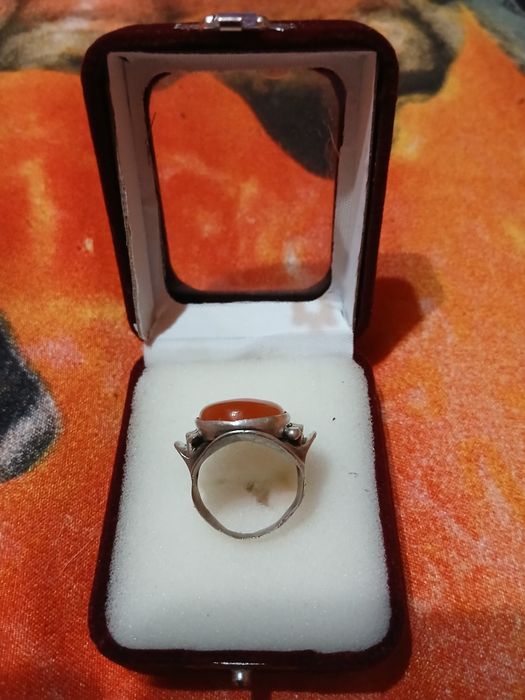 Inel (ghiul) vechi, argint 925 cu piatra carneol. Vintage