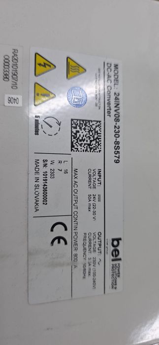 Nou Invertor Bel 24V - 230V 24INV08-230-8S579 Autobuz Autocar Camion