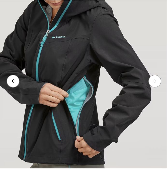 Дамско водоустойчиво яке за планински преходи MH500 - черно