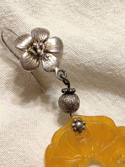 Уникални Старинни Италиански Сребърни Обеци с Ахати