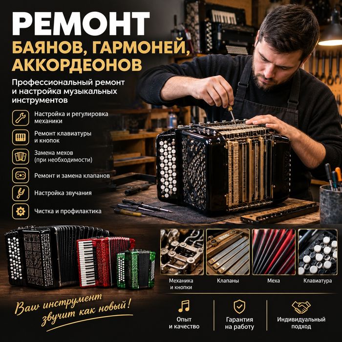 Ремонт баянов, гармоней, аккордионов