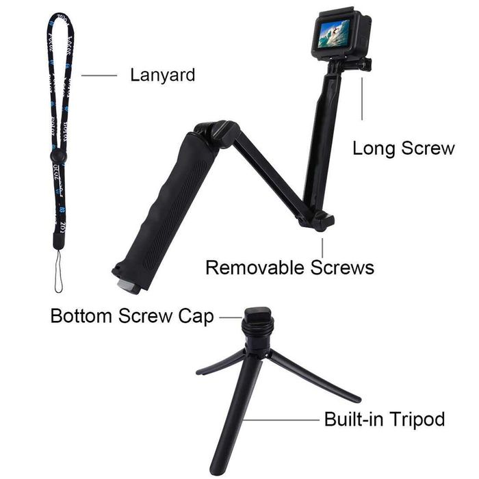 3 Way Mount мултифункционален чупещ монопод DiveMose, Черен