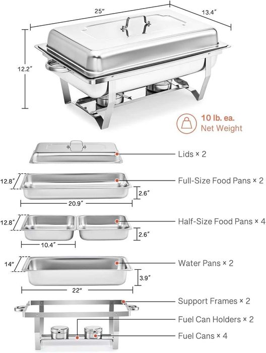 Set vase inox pentru mentinut mancarea calda, bufet, gratar evenimente
