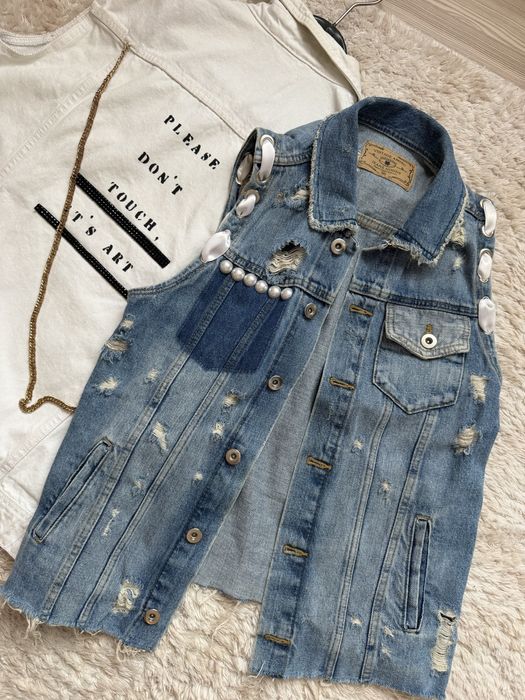 Дънкови якета връхни дрехи ръчна изработка