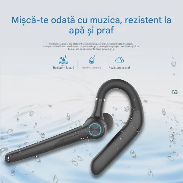 Casca Bluetooth CerCip G3, Autonomie baterie 15 ore, Cu carcasa de încarcare, Eliminare Zgomot, Universală, Negru