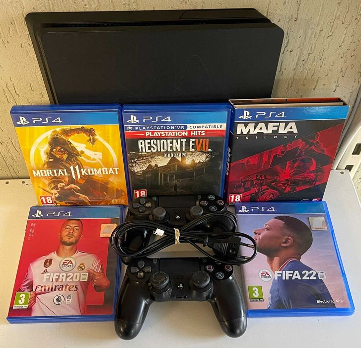 Sony Playstation 4 Slim 1TB+2 джойстика+5 игри