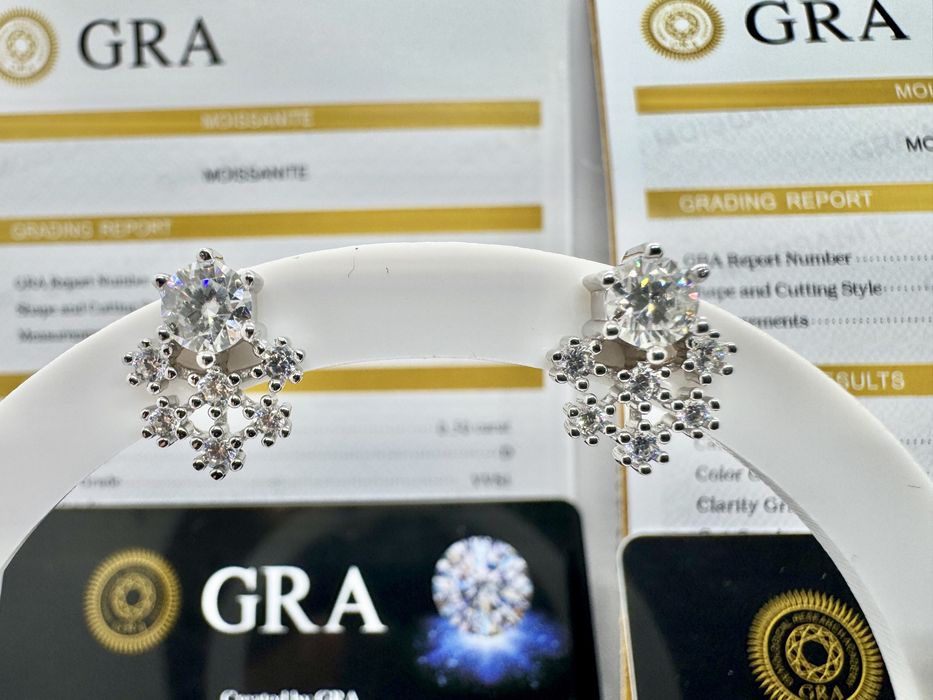 Сребърни обеци с мойсанит (Диамант) 0.5 карата