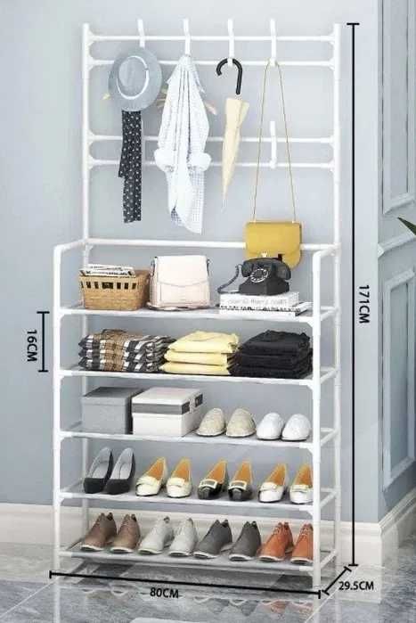 Обувница 5 этажная с вешилкой / 5 qavatli oyoqkiyim jovoni ilgichli