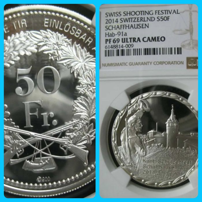 Сребърна монета 50 франка PR69 Ultra cameo !