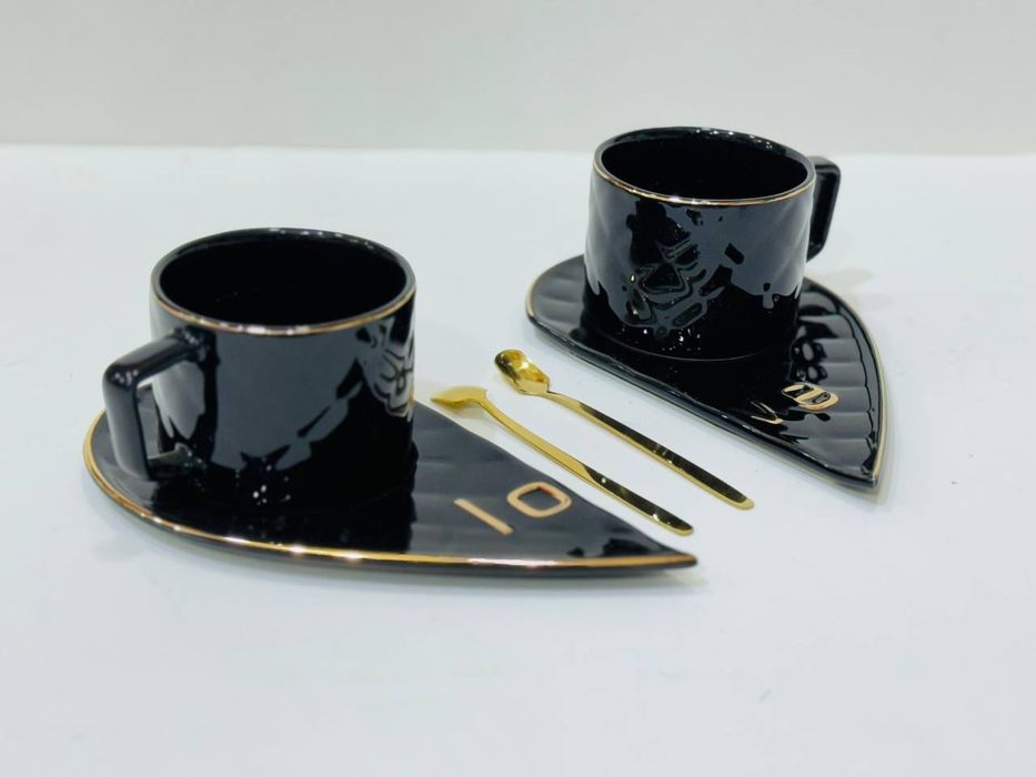 Парные кружки с сердечками , кофейная пара подарочный набор