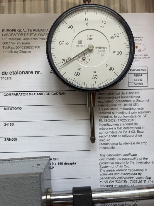 Ceas Comparator Mitutoyo 3416S cu Certificat Metrologie + Stativ Magnetic