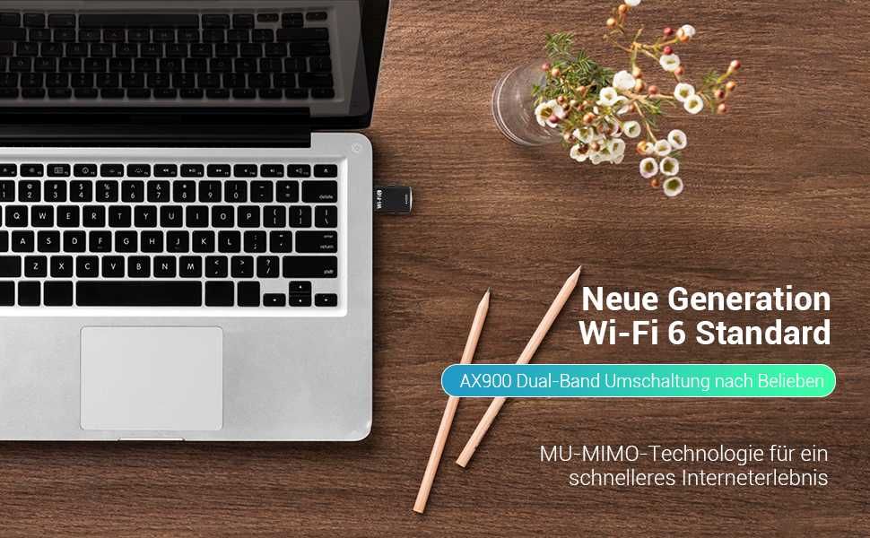 AX900 USB WLAN адаптер за компютър - двубандов 2.4GHz/5GHz с драйвер