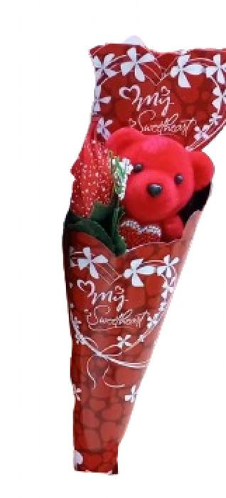 Букет за Свети Валентин Плюшено мече и роза