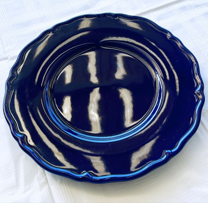 Големи стъклени кобалтови чинии-плата Este C.E. Италия