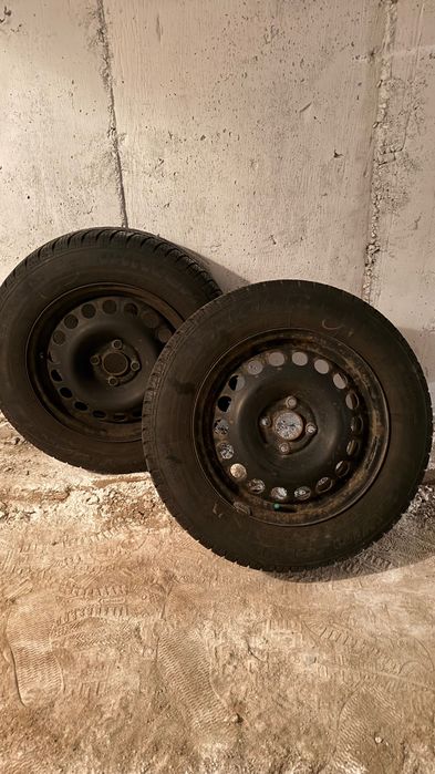 4 roți complete Opel Astra G – jante tablă + anvelope iarnă 195/65 R15 M+S