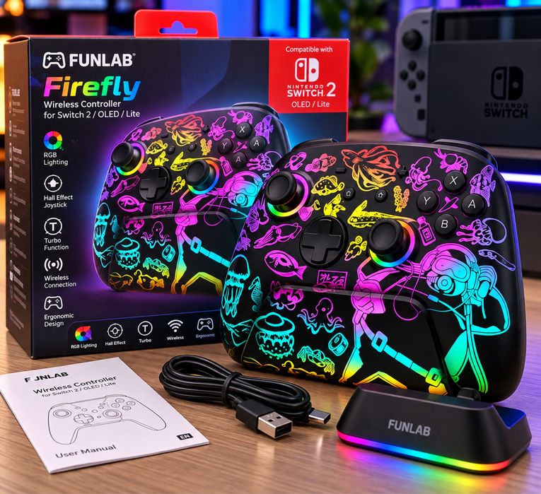 Безжичен геймърски контролер FUNLAB RGB – Nintendo Switch 2 / OLED / Lite