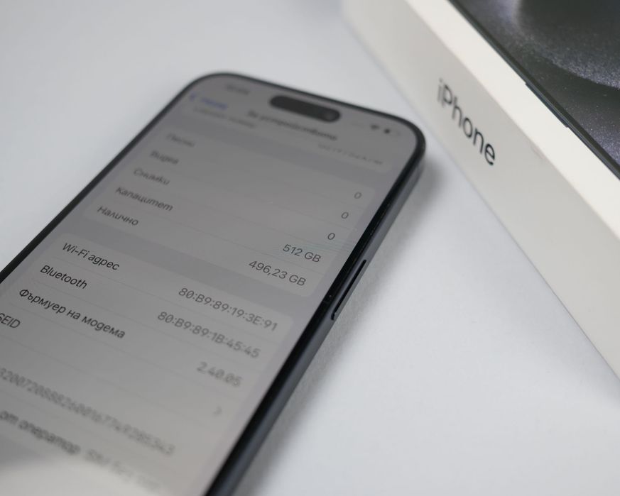 iPhone 15 Pro 512GB Blue Titanium, перфектно състояние, 89% батерия