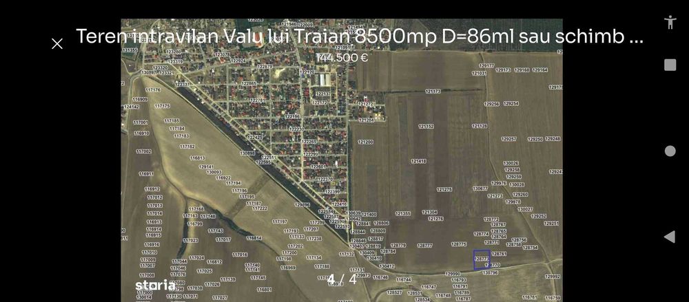 8500mp intravilan arabil Valul Traian,Str. București, 86 m deschidere