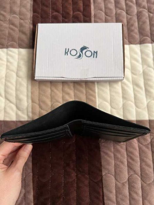 Portofel negru din piele naturala pentru talon si buletin