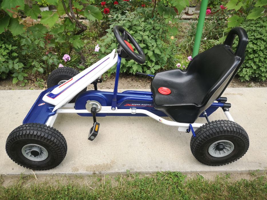Cart/Kart cu pedale pentru copii PUKY F600 L 5-10 ani alb/albastru