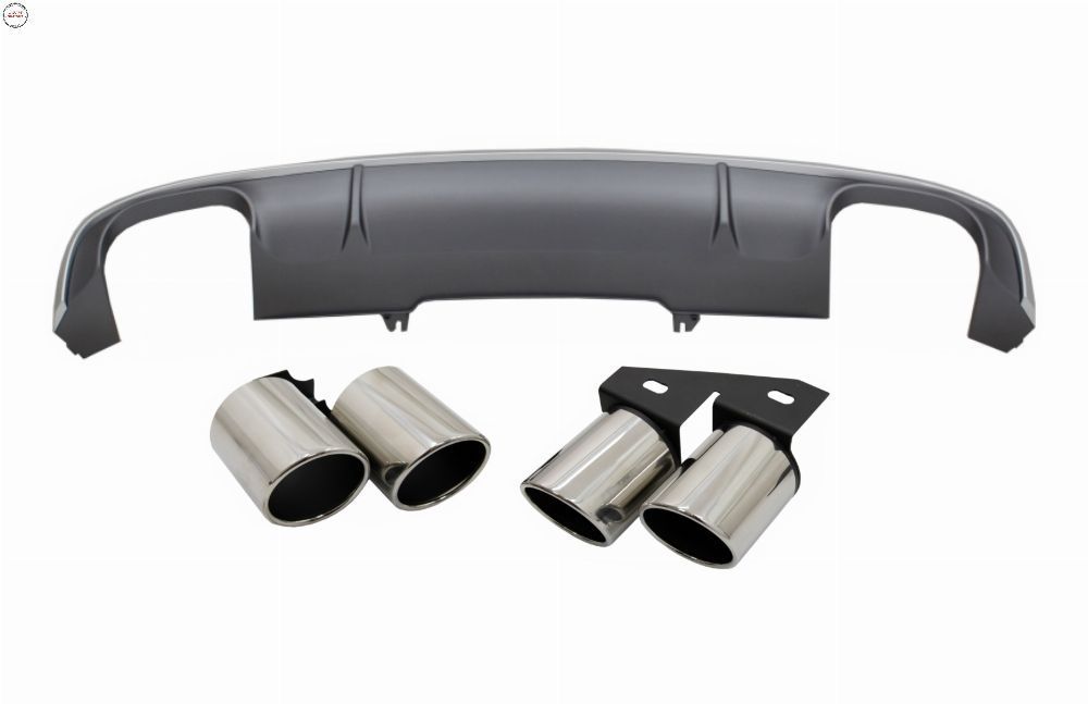Difuzor Bara Spate cu Ornamente Evacuare Audi A4 B9 8W S-line (2016-2018) Sedan Av- livrare gratuita