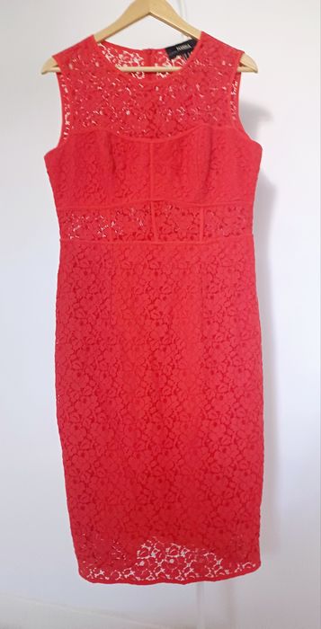 Rochie NISSA dantelă roșie ocazie cocktail botez