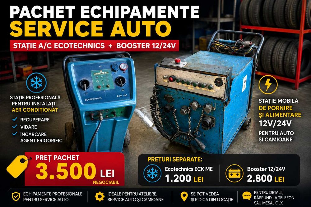 Vând pachet format din două echipamente profesionale pentru service auto