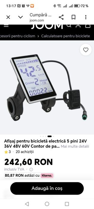 Display pentru bicicleta electrica sau trotineta