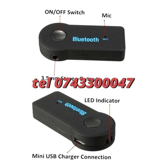 adaptor 5mm auxiliar audio universal bluetooth special masina aux