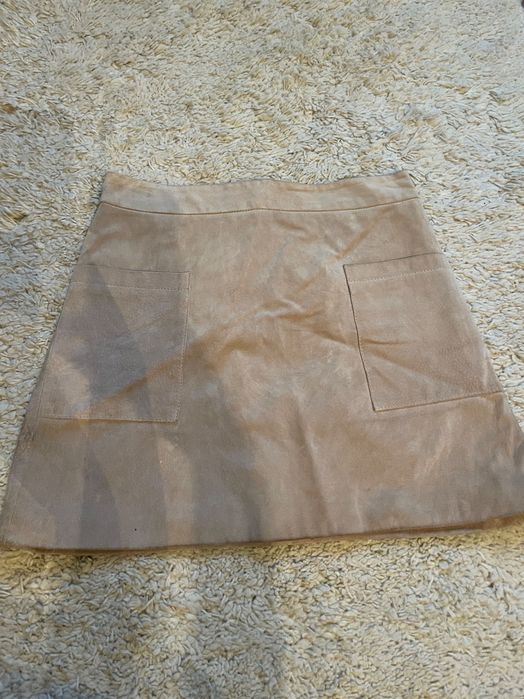 Fustă piele mini bej și maro Mango, marime 38, S