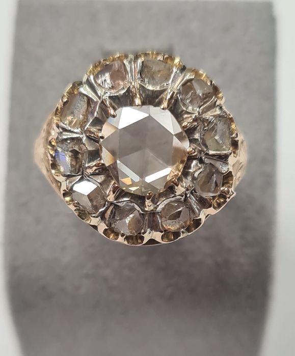 Inel din aur galben 18k si argint, cu diamante naturale, IAU824