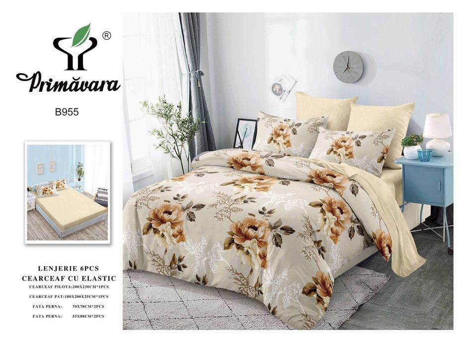 Lenjerie Pucioasa bumbac satinat, 6 piese