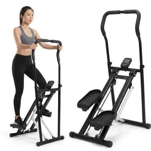 Uyga stepper trenajor displeyli, tutqichli, ixcham kardio sport modeli
