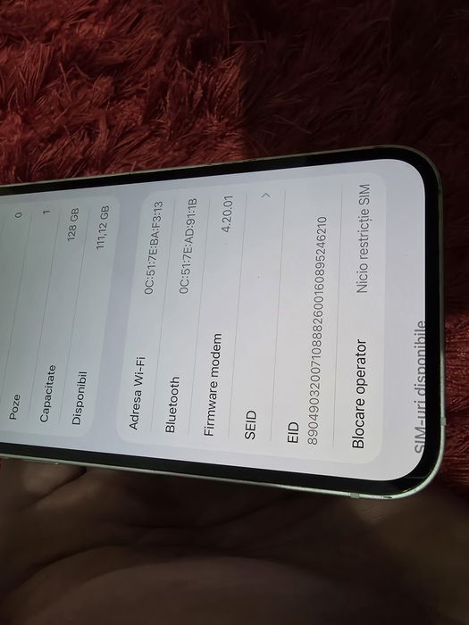 -Iphone 14, ca Nou, 128Gb, 6Ram, Silver, ireprosabil, bat-88%, doar te