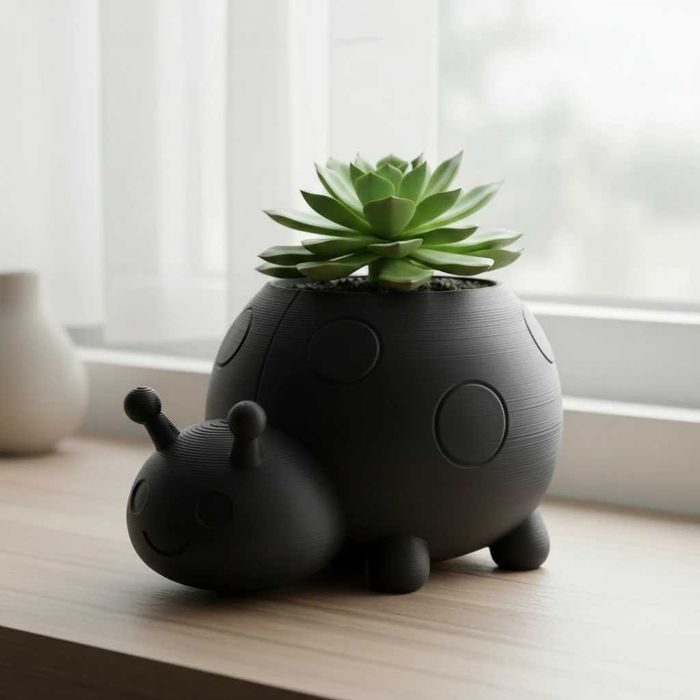 Ghiveci Decorativ Tip Buburuză pentru Plante Mici și Suculente