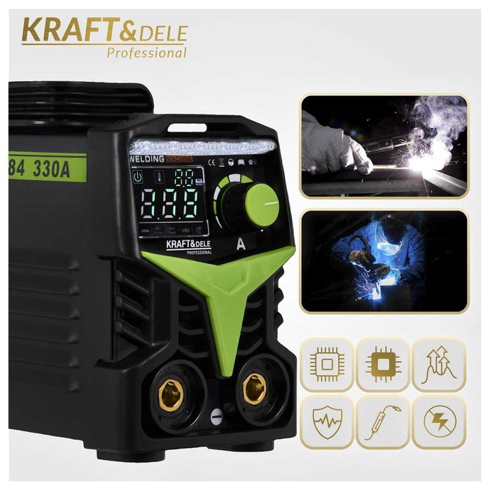Инверторен електрожен KRAFT&DELE , 20–330 A, MMA, TIG LIFT, с дисплей