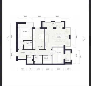 Qorasuv Plaza от NRG 3комн/7/9, 93,5м2, Коробка, разд. Ор-р: Дунё рест