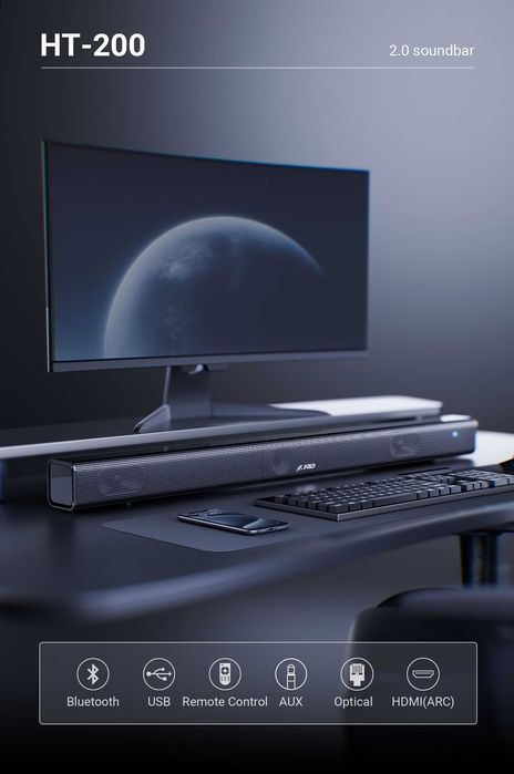 F&D HT-200 саундбар в формате 2.0 с Bluetoth/AUX/USB/Оптика/HDMI (ARC)