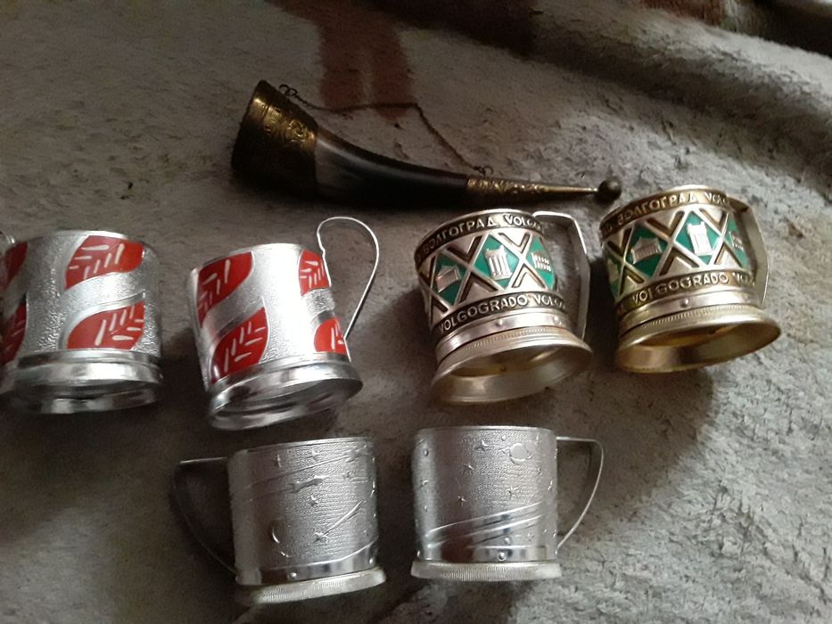 подстаканники алюминевые 6 штук  ссср  в отличном состоянии