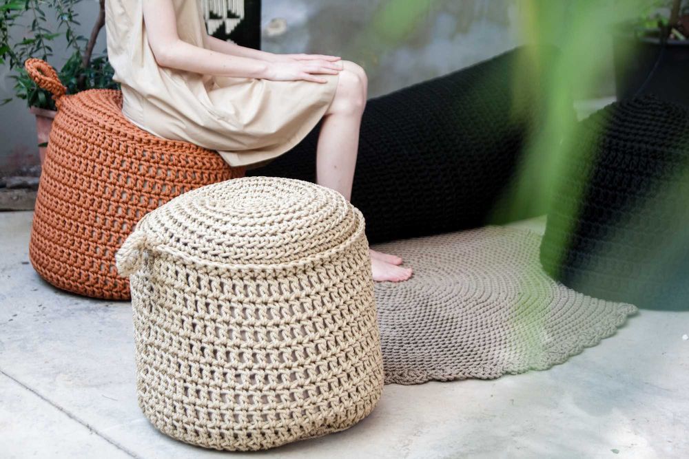 Пуф Макраме за плаж , бар , ресторант или градина